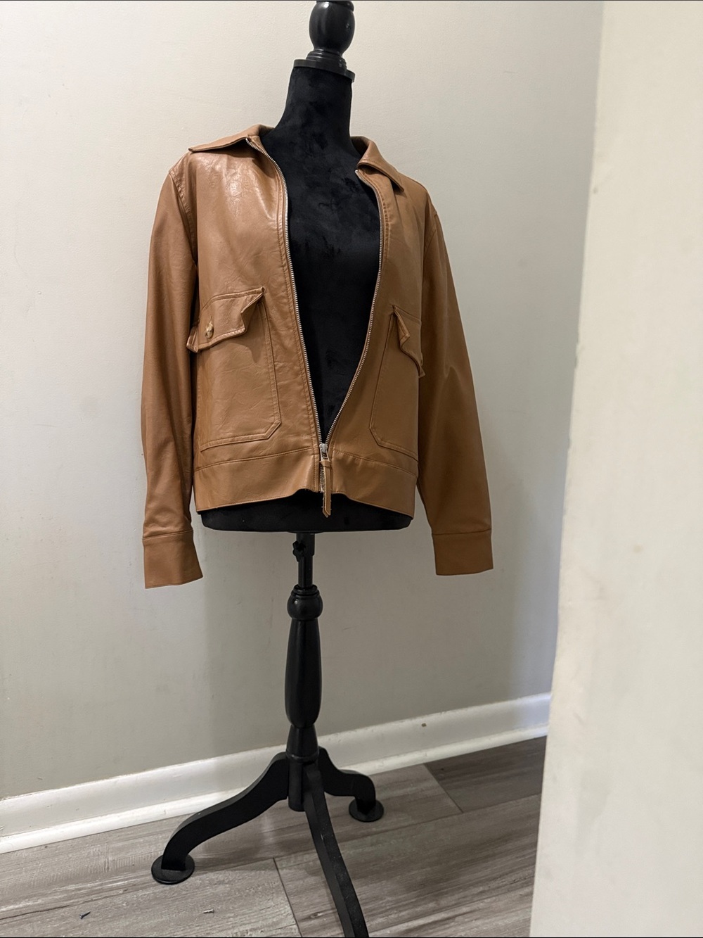 Universal Thread Camel Leather Zip-Up Jacket